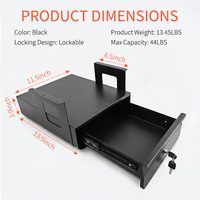 Tiroir sous table JH-Mech pour poste de travail, 11,5" x 13,9" x 3,9", avec support coulissant optionnel, en acier noir, avec verrou, coins arrondis