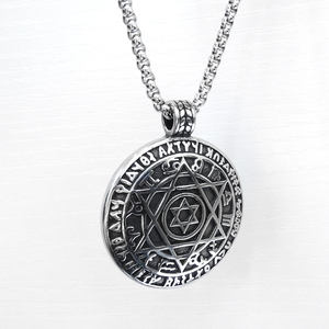 Pendentif Talisman Sceau de Salomon Vintage, Étoile de <span class=keywords><strong>David</strong></span> à six branches, 12 signes du zodiaque - Product Image 3
