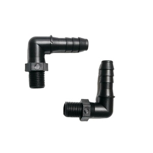 90 độ khuỷu tay uốn cong nam BSP ren ống thép gai phù hợp PP Đen G1/4 "Nam NPT chủ đề để 3/8 inch góc bên phải barb - Product Image 1