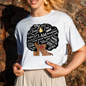 Personalizzato a buon mercato Melanin bianco Tshirt 95% cotone ferro su nero africano ragazza stampa di trasferimento Design regina per magliette di cotone - Product Image 5