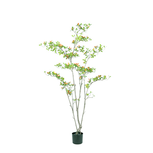 Arbre de fleur de printemps d'île artificielle détachable en pot pour la décoration intérieure décor de jardin nouveau Design feuilles vertes et orange - Product Image 2