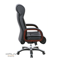 Chaise de bureau ergonomique KALN à dossier haut avec roulettes en cuir véritable, réglable en hauteur