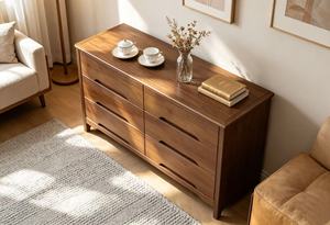 Modern Solid Wood <b>6</b>-<b>Drawer</b> Living Room Cabinet Minimalist Storage Furniture for Home Use - Product Image 4