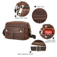Sac à bandoulière en cuir Crazy Horse en gros, livraison directe, petit sac messager à fermeture éclair pour hommes avec plusieurs poches
