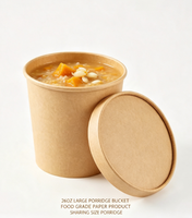 Bols à nouilles et soupes en papier kraft blanc recyclable de qualité alimentaire, à paroi simple, 8oz-32oz, gobelets à porridge jetables, vente en gros d'usine OEM/ODM