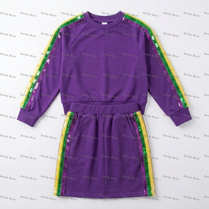 Set di Abbigliamento per Bambine con <span class=keywords><strong>Paillettes</strong></span> per Mardi Gras, Felpa a Maniche Lunghe e <span class=keywords><strong>Gonna</strong></span>, Completo da Festa in 2 Pezzi - Product Image 4
