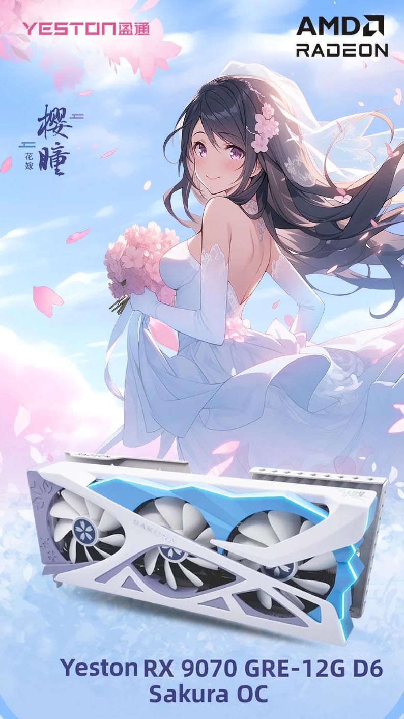 Yeston AMD Radeon RX 9070GRE SAKURA OC 12GB GDDR6 グラフィックスカード