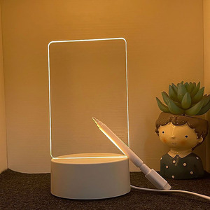 DIY 礼品空白 3D <span class=keywords><strong>LED</strong></span> 创意笔可擦写亚克力书写板可调光 USB 可充电夜灯条留言板 - Product Image 4