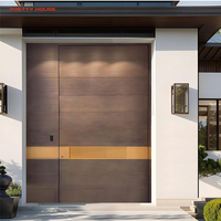 Puerta de Seguridad Exterior Moderna para Villa, con Construcción de Aleación de Aluminio, Diseño Impermeable para Entrada y Uso en Centros Comerciales