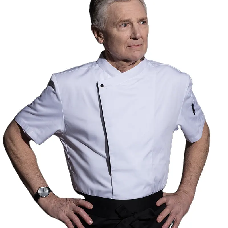 CHECKEDOUT RTS in stock black piping colors executive chef jackets with mesh fabric