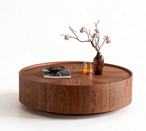 39.3-inch Modern Coffee <b>Tables</b> Circular <b>Walnut</b> Design Decorative Easy Assemble for Living Rooms & Bedrooms - Product Image 5