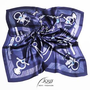 Bufanda cuadrada de seda 100% ligera para mujer-Tela suave Impresión digital personalizada Estilo vintage Accesorio de moda de verano - Product Image 5