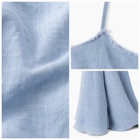 Ensemble débardeur à fines bretelles en lin mélangé 160 GSM et pantalon évasé ultra large pour femme, style bohème plage, OEM XS-5XL