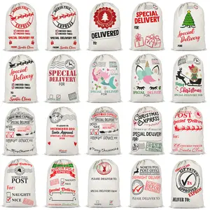 2023 Large cheap decorative Xmas Christmas Candy bag Dog Santa Sacks Sublimation Blank Gifts decoration with Drawstring for Kids