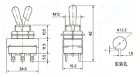 Interrupteur à bascule DPDT 5A 250VAC 6 broches On-on 2 positions, interrupteur momentané DPDT M12