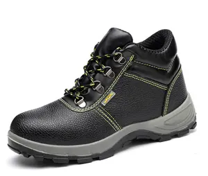 Zapatos de seguridad de trabajo de construcción a prueba de pinchazos con puntera de acero de cuero genuino para hombres