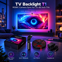 Caméra HD, rétroéclairage LED pour téléviseur, bande lumineuse RGB de 16,6 pieds, synchronisation de l'écran, contrôle de la musique pour téléviseurs de 75 à 85 pouces, application Alexa Google, télécommande