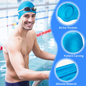 Bon étirement, sans fuite, <span class=keywords><strong>bonnet</strong></span> <span class=keywords><strong>de</strong></span> <span class=keywords><strong>bain</strong></span> en silicone personnalisé pour dreadlocks, protection d'<span class=keywords><strong>oreilles</strong></span> sans couture, arc-en-ciel, grande taille pour femmes nageuses - Product Image 3