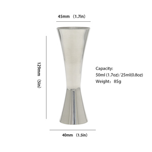 Double Jiggers de qualité supérieure pour accessoires de bar de barman en acier inoxydable Mixology avec mesures de barman de boissons avec logo personnalisé - Product Image 5