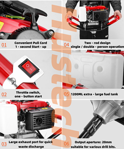 <strong>One</strong> <strong>Man</strong> Industrial Grade Metal Earth Auger Post Hole <strong>Diggers</strong> with 52cc/63cc Petrol Engine Professional Ground Drill Tool - Product Image 5