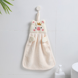Simpatico cartone animato coreano salvadanaio ricamato in velluto corallo asciugamano da bagno assorbente ed elegante per uso domestico in cucina - Product Image 6
