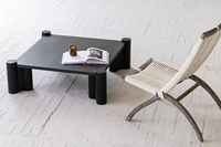 Table basse moderne minimaliste de luxe en bois massif rustique béton bouleau acier pour meubles de salon