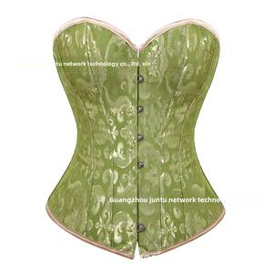 Haut <span class=keywords><strong>Bustier</strong></span> <span class=keywords><strong>Corset</strong></span> à Lacets Overbust Baleiné en Acier Noir Blanc Jacquard Floral - Product Image 6