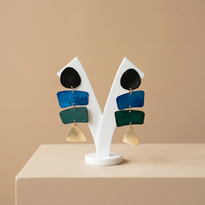 Pendientes Multicolor de Latón con Patina Geométrica, Baño de Plata Negra, Pintados a Mano, Joyería de Esmalte Antigua y de Moda - Product Image 2