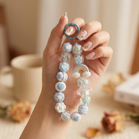 Chaîne de téléphone personnalisée DIY en perles acryliques arc-en-ciel, lanière de poignet 2-en-1, porte-clés et breloque de sac pour filles