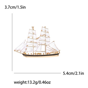 Broche Creativo de Velero con Gota de Aceite, Pin de Moda con Perlas, de Aleación Metálica Chapada en Oro, Personalizado para Bodas, Compromisos y Fiestas - Product Image 5