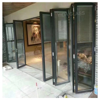 Puertas y Ventanas Plegables Fijas de Vidrio Doble, Modernas, Verticales, de Aleación de Aluminio, Insonorizadas, de Tamaño Personalizado, para Uso Exterior
