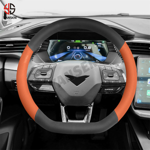 Housse de <span class=keywords><strong>volant</strong></span> en <span class=keywords><strong>cuir</strong></span> pour Kaiyi Kunlun IHD R 300 500 EV GTV KAIN X3 X7 Pro, antidérapante, respirante, protection intérieure douce - Product Image 1