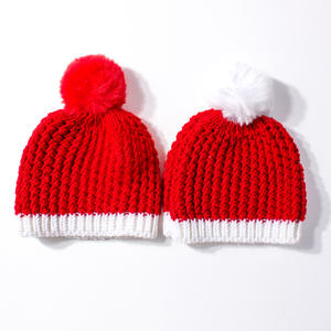 Gorro de Punto Estilo Europeo Americano para Recién Nacido, Lindo Gorro con Pompón, Gorro de Navidad, Cálido para Otoño e Invierno - Product Image 3