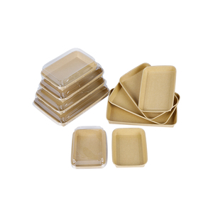 Thân Thiện Với Môi Phân Hủy Sinh Học Mỡ Chống Thấm Nước Kraft Giấy Tấm Bát Sushi Khay Nhựa Nắp Cho Đồ Ăn Nhẹ Bánh Sandwich - Product Image 4