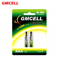 Paquete de Baterías Recargables NiMH GMCELL 1.2V AAA de 600mAh para Linterna, Electrónica de Consumo y Juguetes, 1200 Ciclos