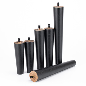 Patas cónicas de madera maciza para muebles de TV, patas redondas con tornillos, patas de soporte de madera de caucho con barniz transparente. - Product Image 3