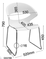 Chaise empilable moderne avec structure en métal et coque en plastique pour hôtel, école, parc, utilisation en extérieur