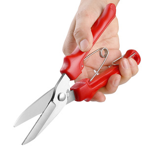 Cisailles multi-usages en acier inoxydable, rouge, qualité industrielle, pour la découpe de tôles et de fils, lames dentelées, Yangjiang, Chine - Product Image 3