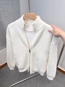 Cárdigan de <span class=keywords><strong>Hombre</strong></span> de Alta Calidad al por Mayor de Fábrica, con Doble Cremallera, Color Sólido, Clásico - Product Image 4