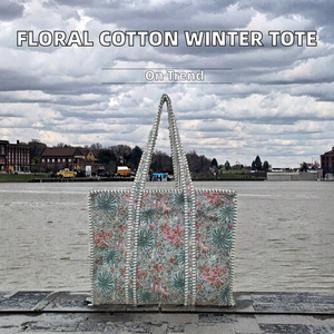 Sac fourre-tout vintage en toile de coton grande taille personnalisé pour femme, imprimé floral, avec fermeture éclair, écologique, léger, pour le shopping - Product Image 2