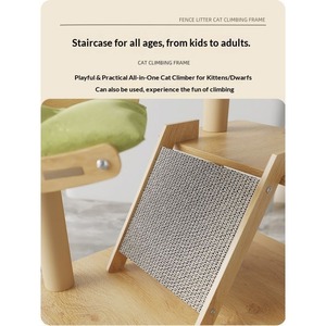 Grande structure d'escalade et de jeu pour <span class=keywords><strong>chat</strong></span> en bambou écologique, style moderne, pour intérieur, avec poteau <span class=keywords><strong>à</strong></span> gratter et maisonnette en carton, idéale pour Noël - Product Image 2