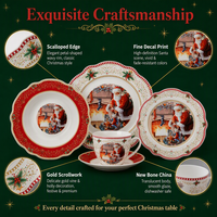 Service de table en céramique de Noël 20 pièces, vaisselle en porcelaine fine, assiettes décoratives Père Noël, ensembles de dîner