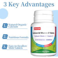 Comprimés de calcium et de vitamine D OEM/ODM, complément de calcium pour les sports d'endurance, citrate de calcium avec D3 et complexe de vitamines B