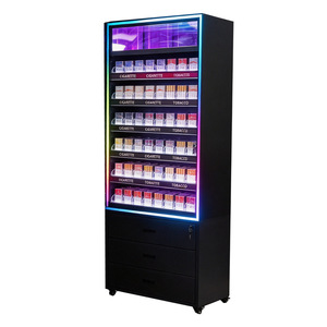 Rak <span class=keywords><strong>Display</strong></span> Tembakau Berdiri Lantai Berlapis Logam Dengan Kabinet Penyimpanan Bawah Untuk Rokok, Snus, Kantong Kopi, <span class=keywords><strong>Display</strong></span> Ritel - Product Image 1