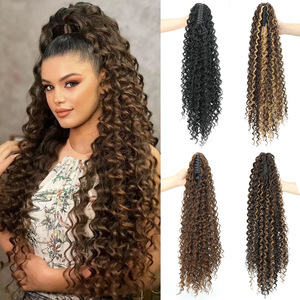 Cola de Caballo Sintética Rizada de 24 Pulgadas con Clip, Resistente al Calor, para Mujeres Afroamericanas, Fibra de Alta Temperatura - Product Image 1