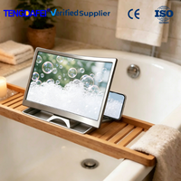 Portable 12 Inch Curved Plastic Waterproof Phone Screen Magnifier Stand 3-4X Eye Protection Bathtub Beach Travel Gaming Live