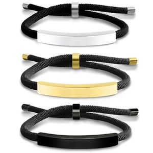 Bracelet en acier inoxydable tressé personnalisé avec logo et nom gravé, couleurs variées, unisexe, tendance, pour cadeau personnel, vente en gros - Product Image 1
