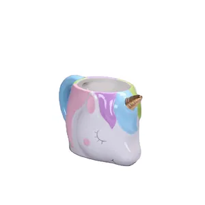 Taza de porcelana personalizada al por mayor con forma de unicornio, regalo creativo para niños, bonitas tazas de cerámica de caballo arcoíris