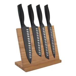 Natural Bamboo Universal Kitchen Magnetic Knife Block Holder Rack Magnets Multifunctional Storage Knife Stands