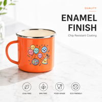 Tasse à expresso mini en émail personnalisée 12oz avec logo, vente en gros, petite tasse à café pour impression par sublimation, orange, bleu, violet, OEM, colorée